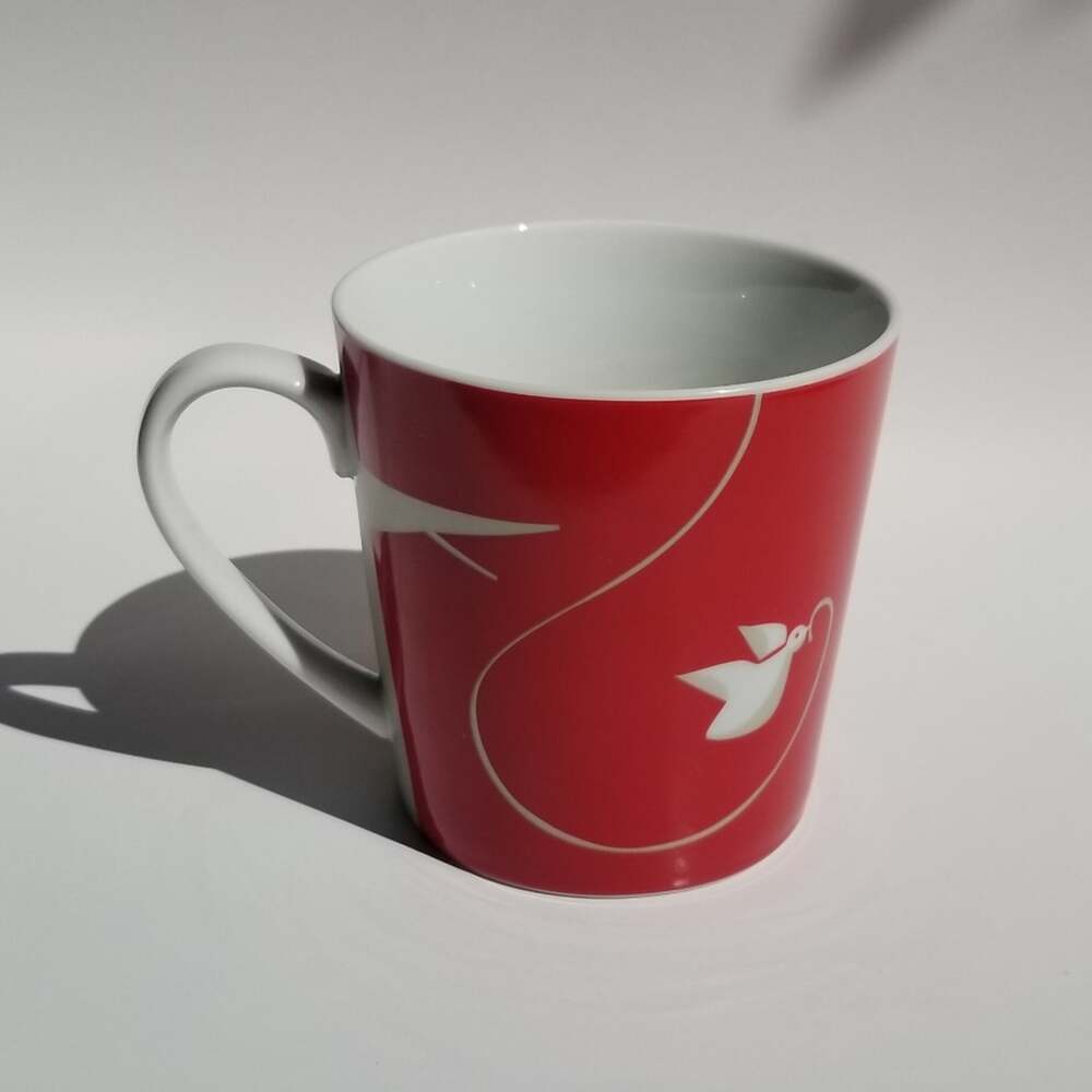 Starbucks 2011 Holiday Peace Doves Coffee Mug 16 Ounces Ceramic Red